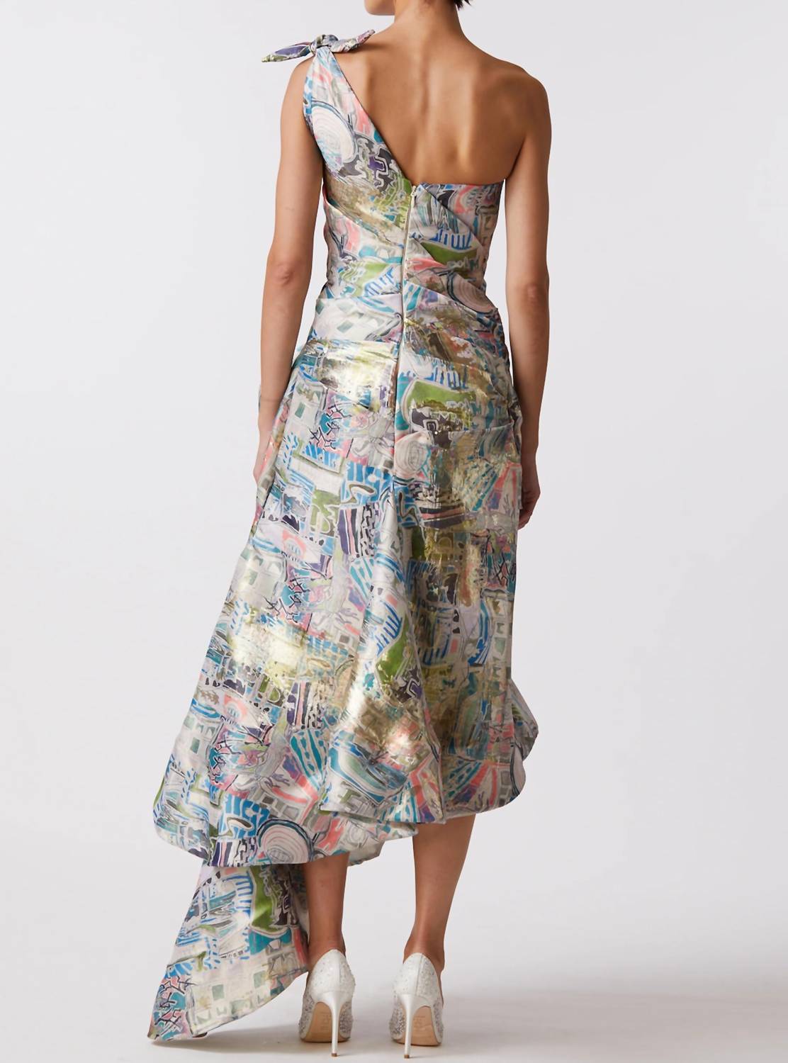Nardos - Abstract Print One Shoulder Dress