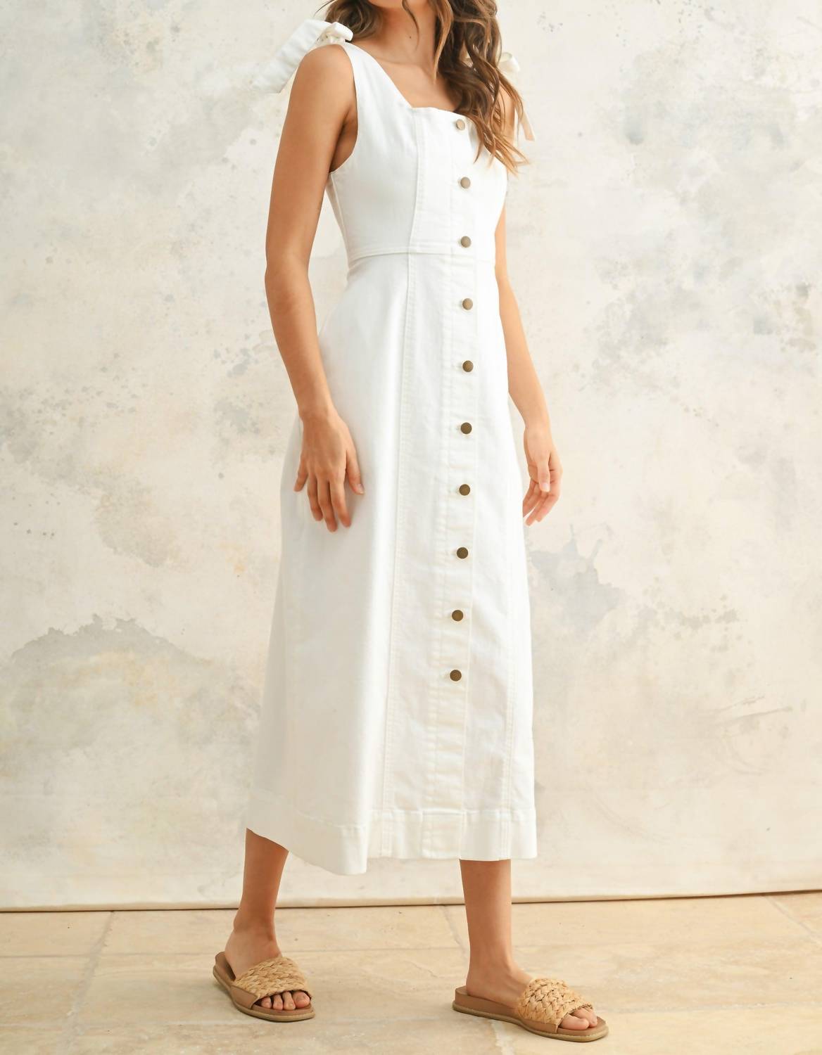 Miou Muse - Button Down Stretch Cotton Dress