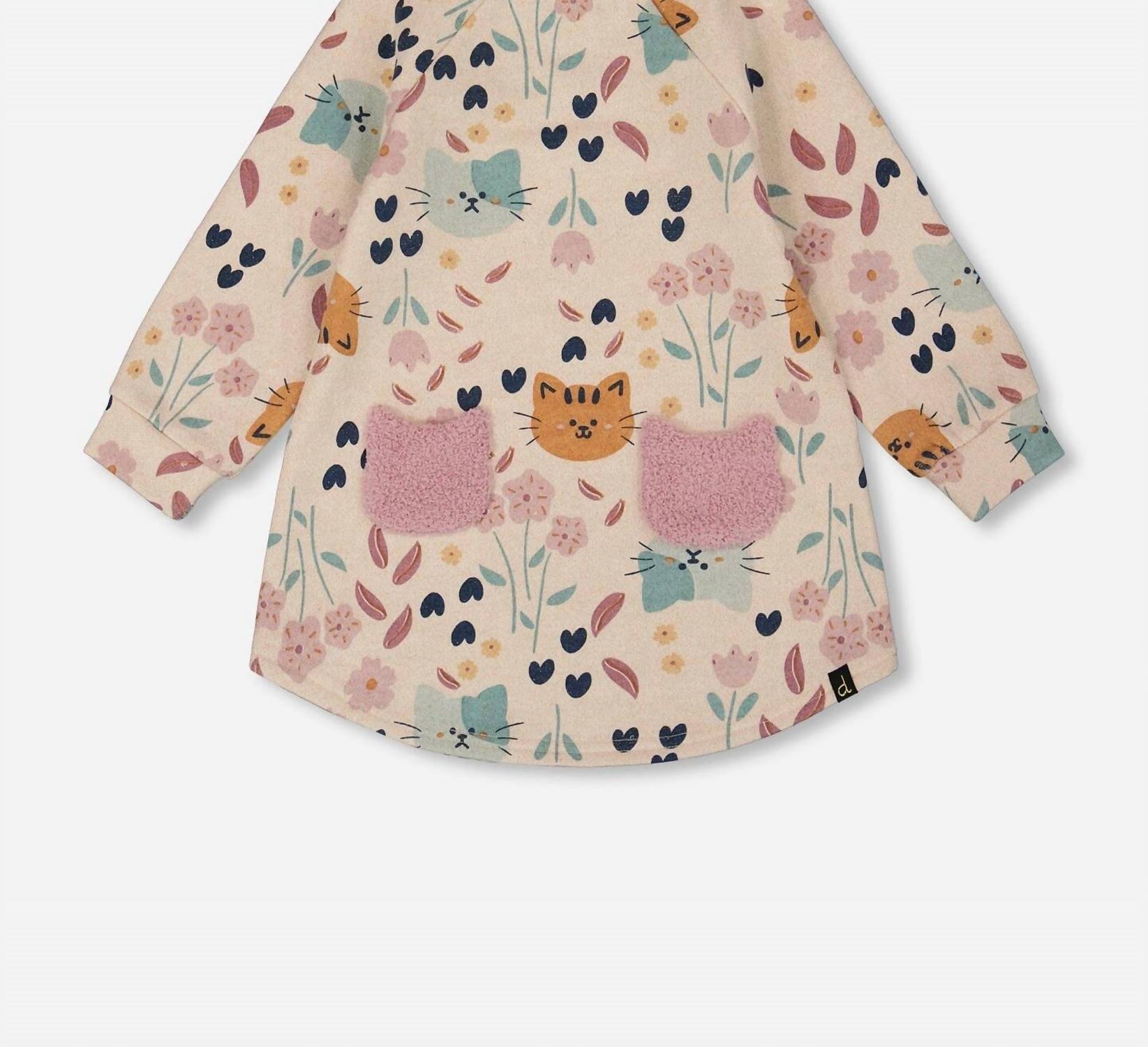 Deux Par Deux - Kid's Shimmer French Terry Cat Dress