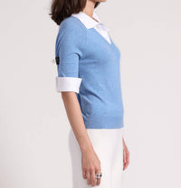 Minnie Rose - Short Sleeve V With Collar