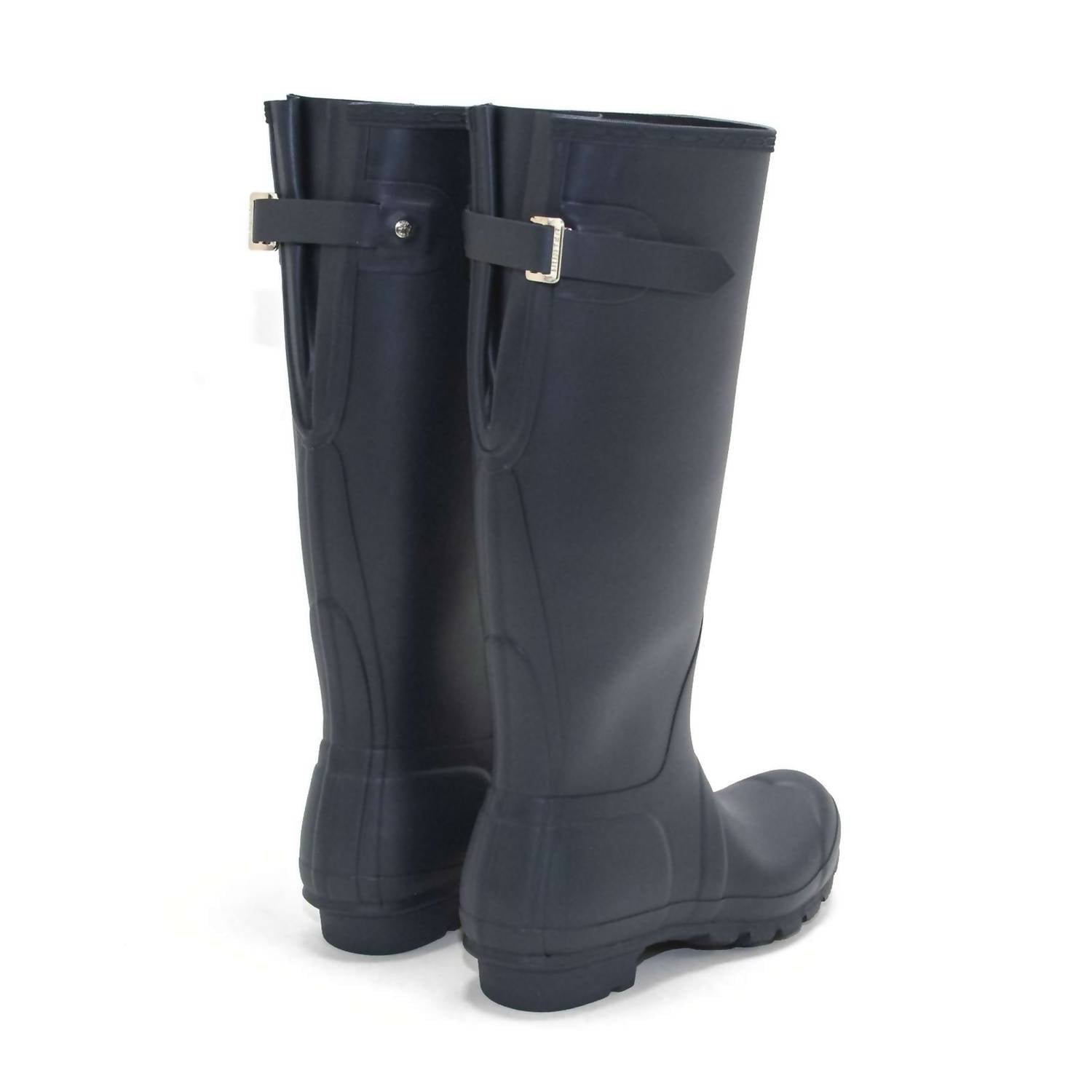 HUNTER Women's Original Tall Back Adjustable Rain Boots in navy - women's shoe - alternate view