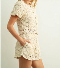 Miou Muse - Crochet Elastic Waistband Shorts