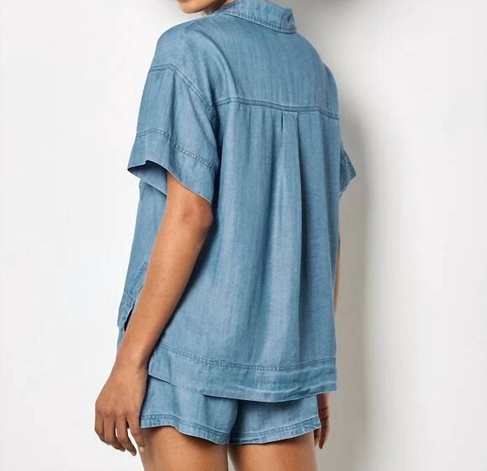 Apricot - Open Collar Slub Blouse