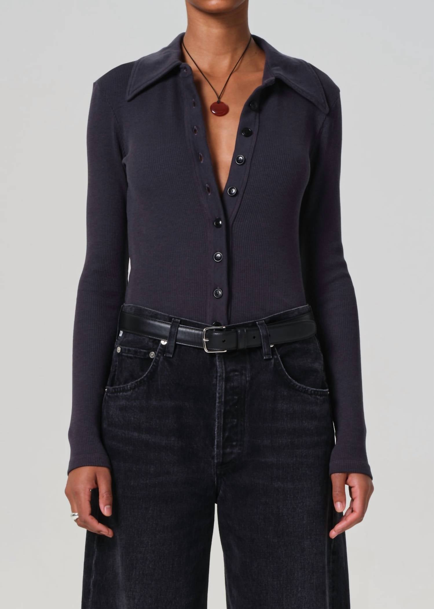 Citizens Of Humanity - Gila Polo Long Sleeve Fitted Button Up Shirt