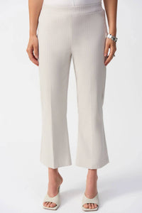 Joseph Ribkoff Geometric Jacquard Flared Pull-on Pants in grey white - women's pants