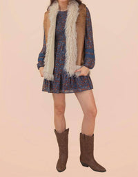 Very J - Trail Boho Suede Sherpa Vest