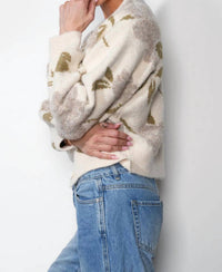GREYLIN Skylar Cozy Floral Cardigan in ivory - women's cardigan - alternate view