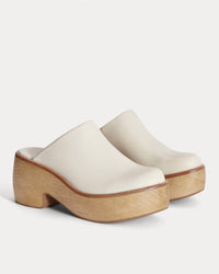 Everlane Women's Wooden Puff Clog in canvas - women's shoe - detail view