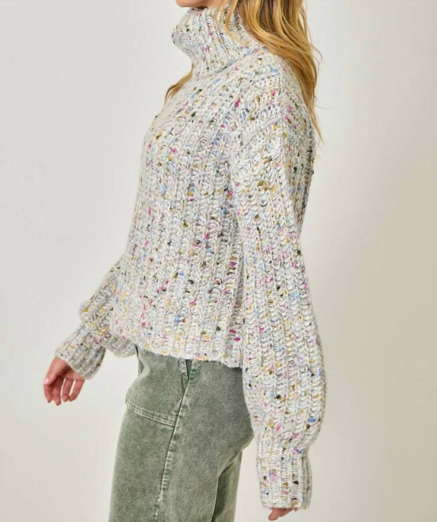 Mystree - Turtleneck Mixed Yarn Sweater