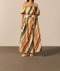 ADRIANA DEGREAS Organic Stripes Off-The-Shoulder Blouse in multi stripes - women's blouse