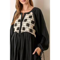 Wellmade - Textured Checker Pattern Dress