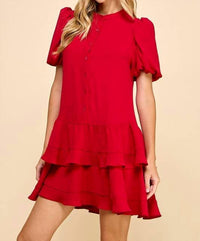 Tcec - Tiered Skirt Button Down Dress