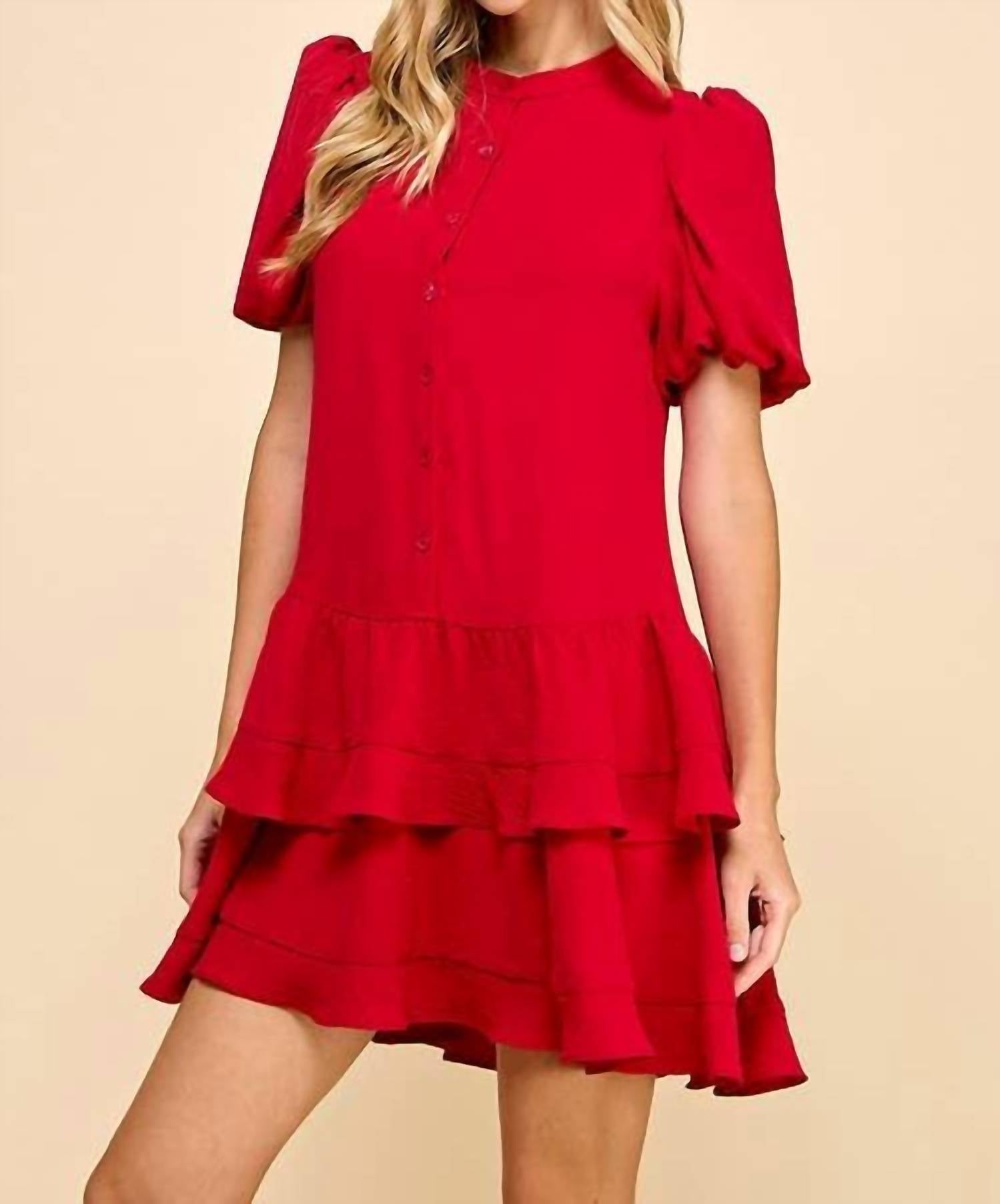 Tcec - Tiered Skirt Button Down Dress
