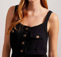 Tribal - Button Front Sash And Pockets Jumpsuit
