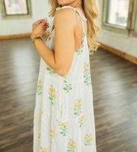 En Creme - Just Dandy Floral Bow Tie Straps Maxi Dress