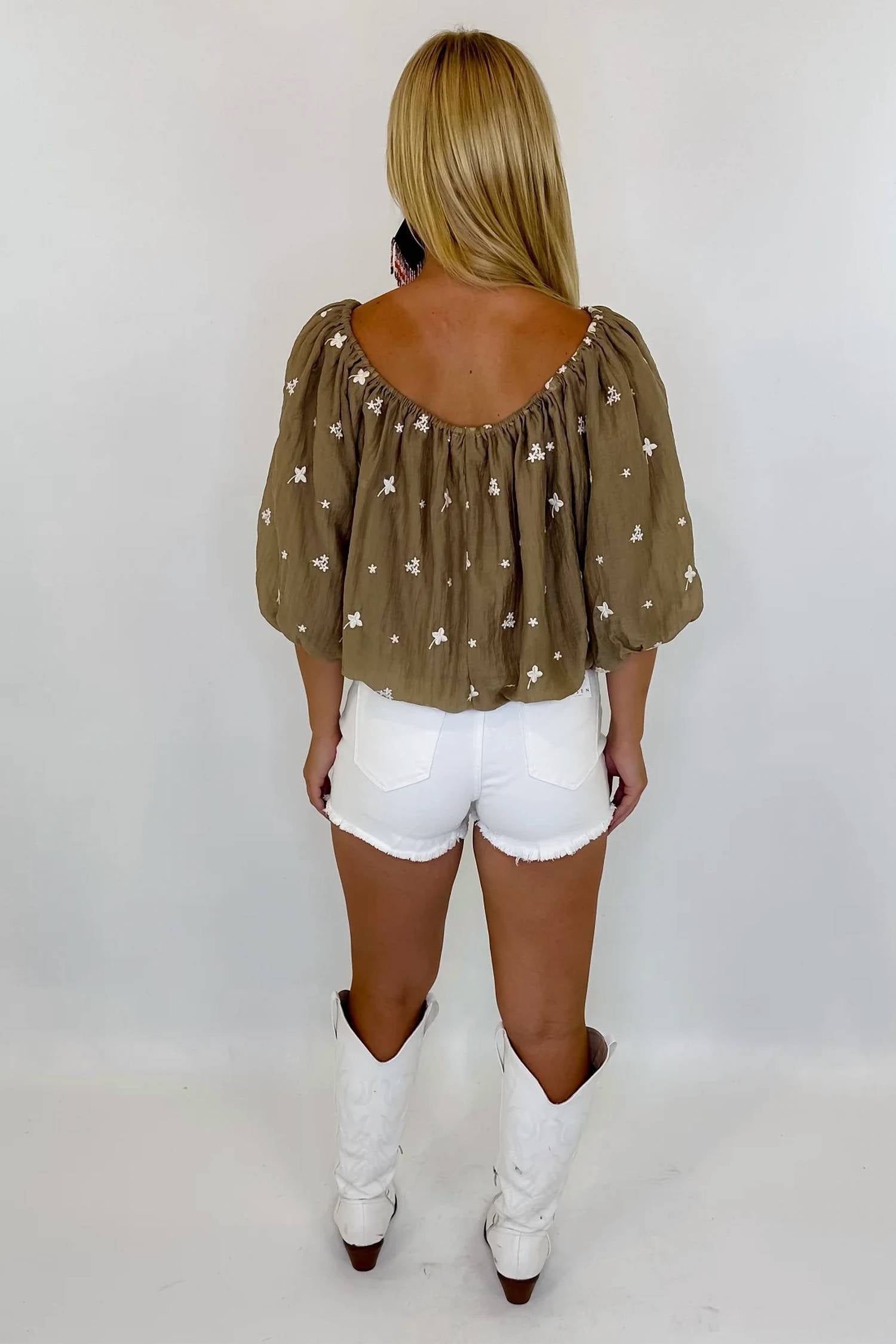 Easel - Embroidered Crepe Top