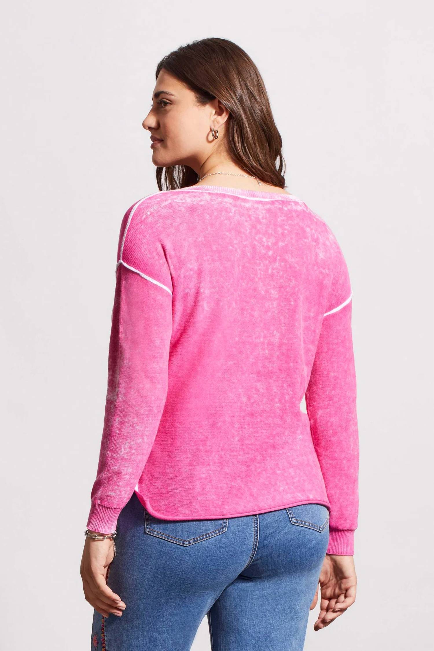 Tribal - Lightweight V Neck Sweater Washed Effect
