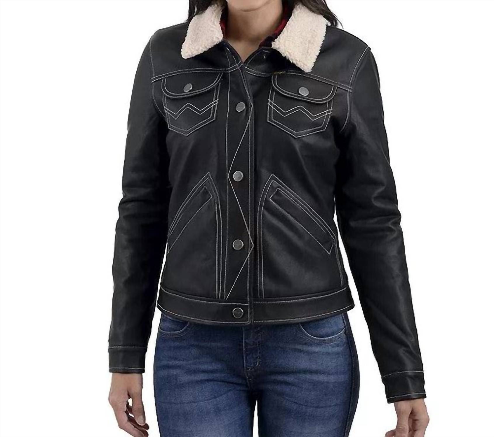 Wrangler - Sherpa-Lined Faux-Leather Jacket