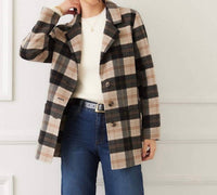 Karen Kane Oversized Brushed Blazer in plaid - women's jacket - view 4