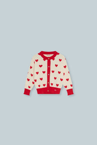 The New Society Girls Maqui Cardigan in hearts - kids' sweater