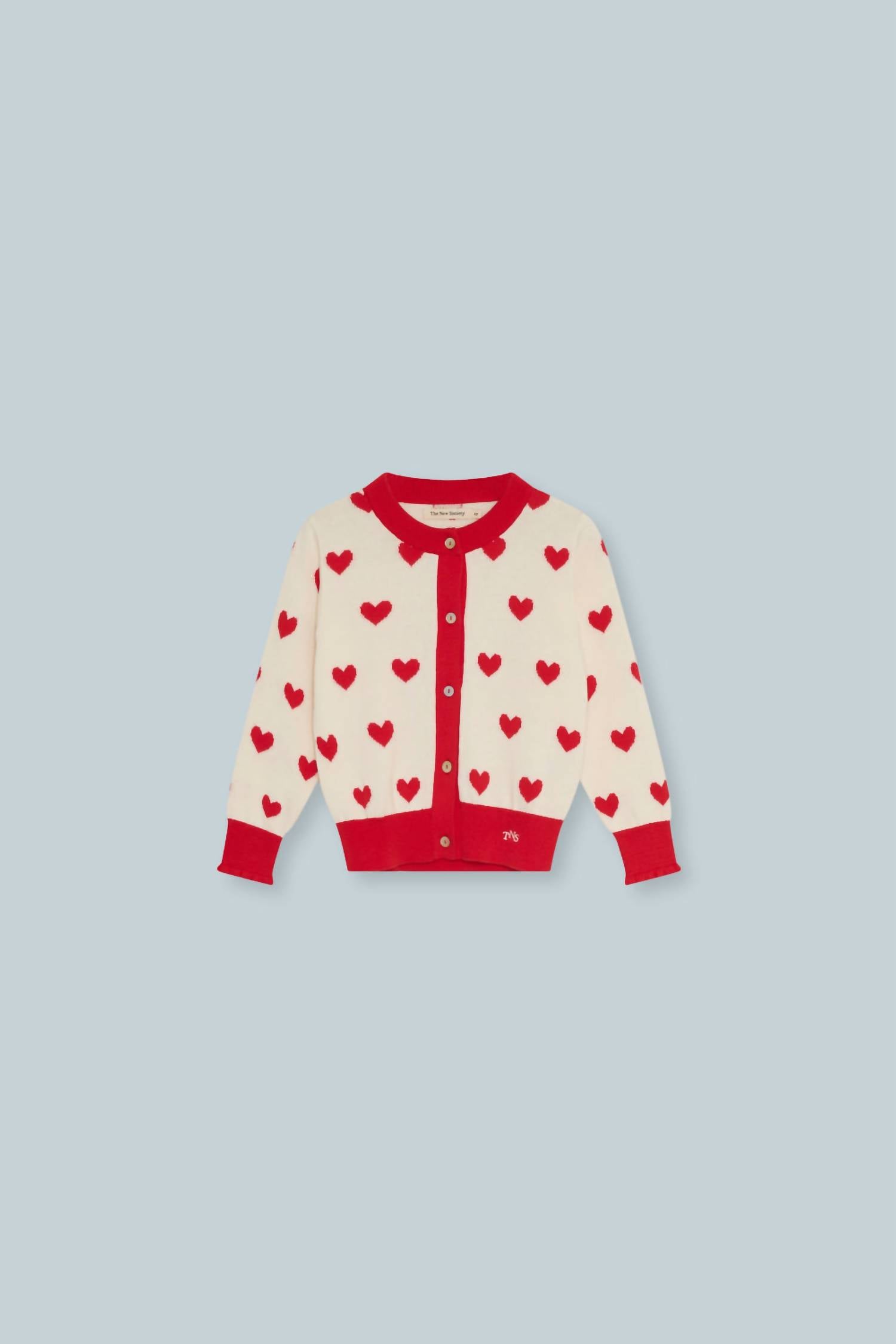 The New Society Girls Maqui Cardigan in hearts - kids' sweater