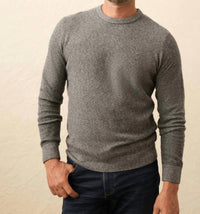 Faherty Jackson Crew Sweater in dark ash feeder 1 - men's long sleeve top - detail view