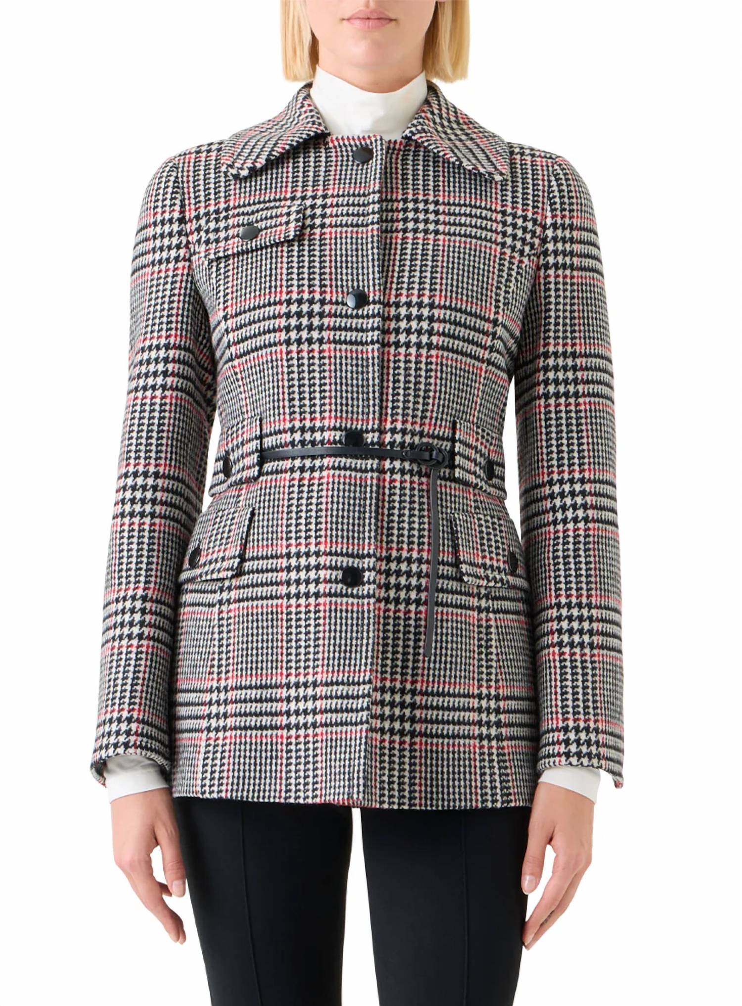 Akris Punto - Glen Plaid Wool Tweed Belted Jacket