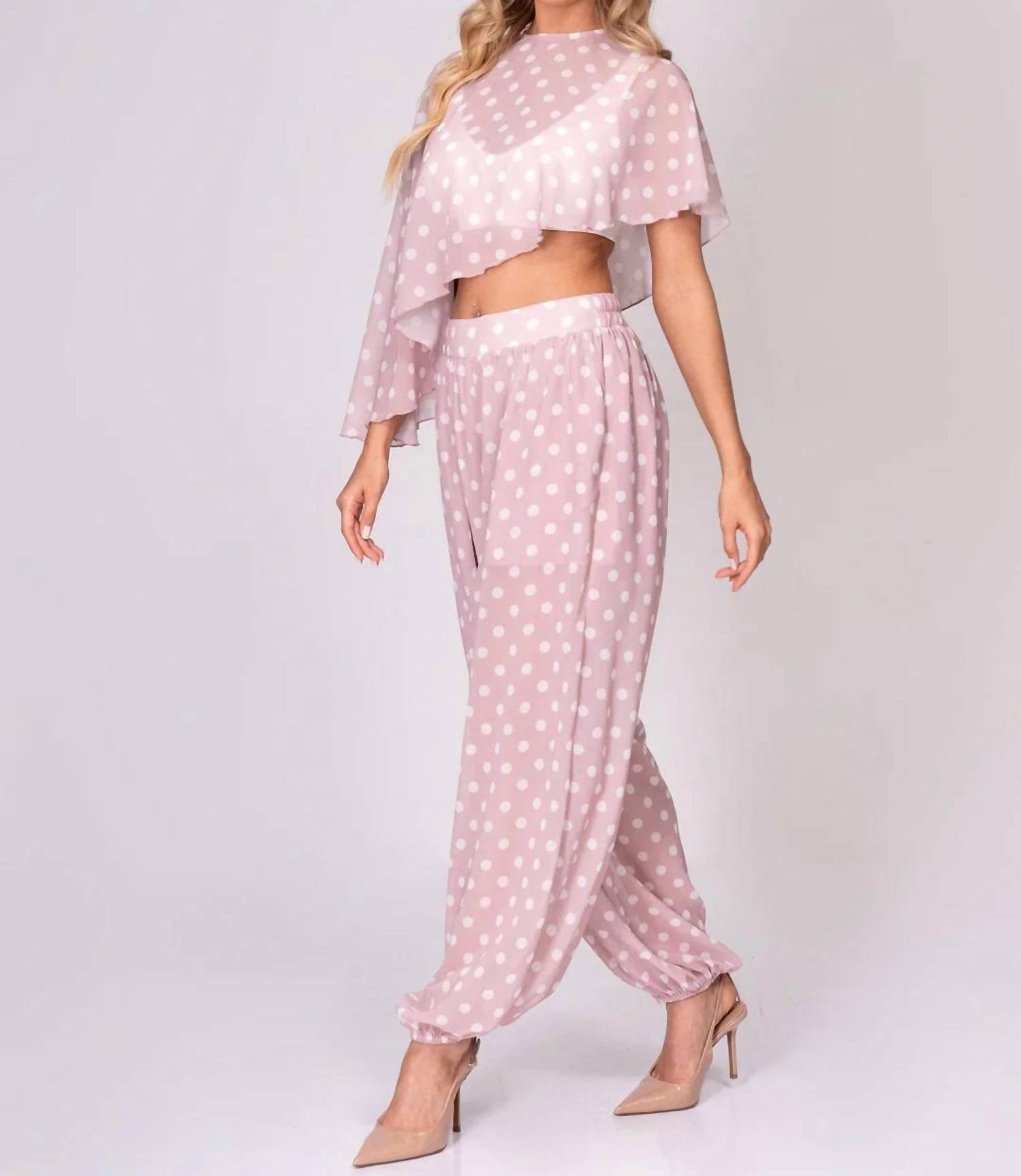 Little Secret Of Mine - Polka Dot 2-piece Pants Set