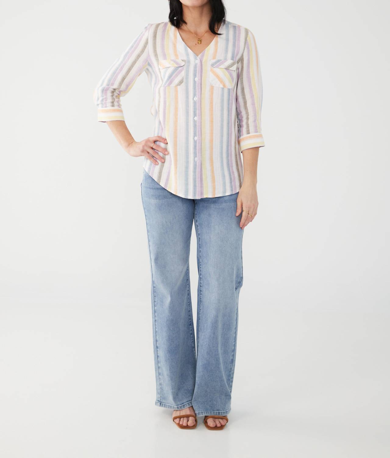Fdj - Madison Stripe V-neck Top