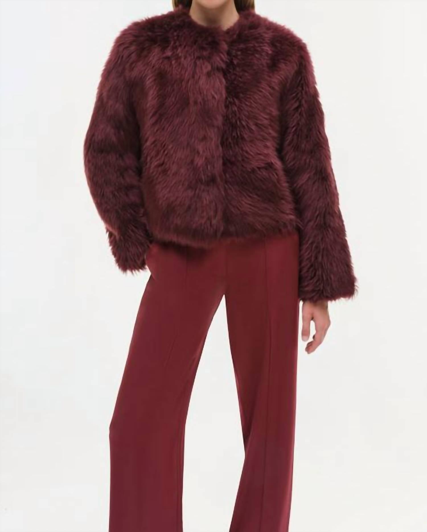 JONATHAN SIMKHAI Natasha Short Jacket in cranberry - women's jacket - view 4
