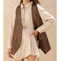 Promesa - Faux Leather Snap-Front Vest