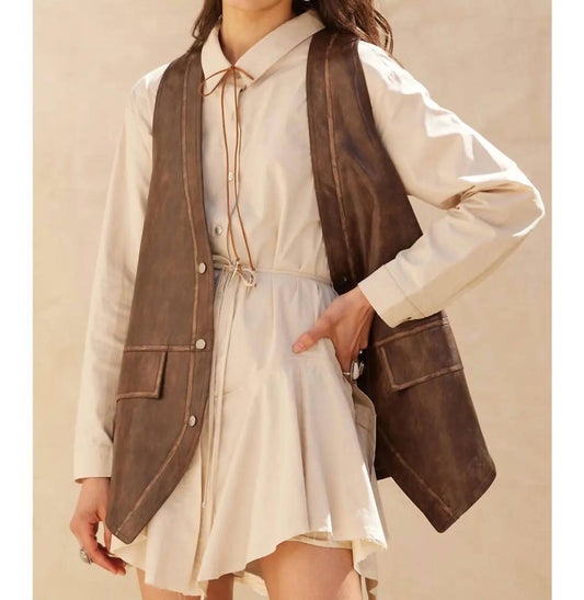 Promesa - Faux Leather Snap-Front Vest