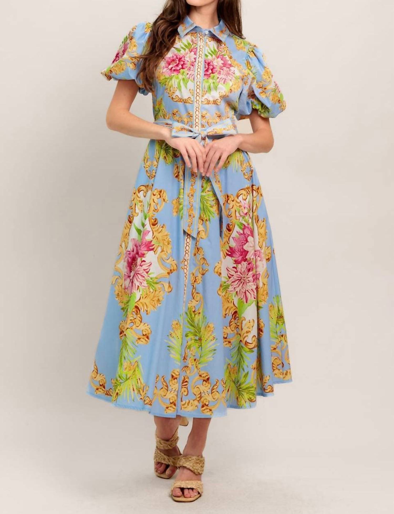 Flying Tomato - Versailles Garden Midi Dress