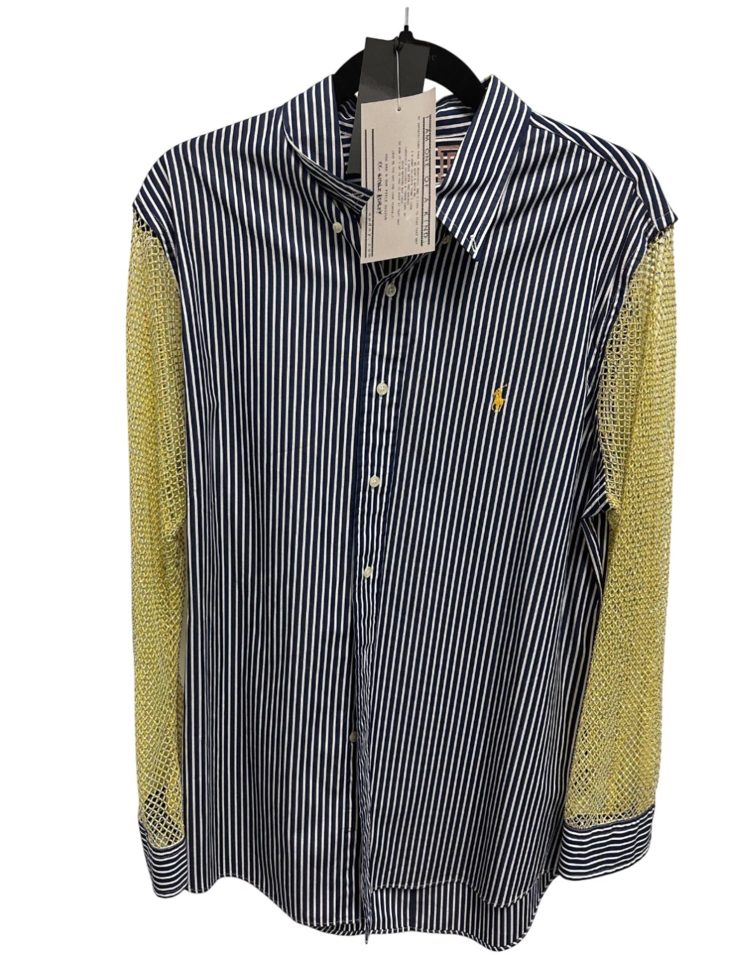 Opd New York - Women's Long Sleeve Striped Polo Shirt With Crystal Arms