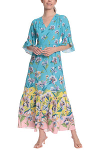 London Times - 3/4 Sleeve Floral Print Maxi Dress