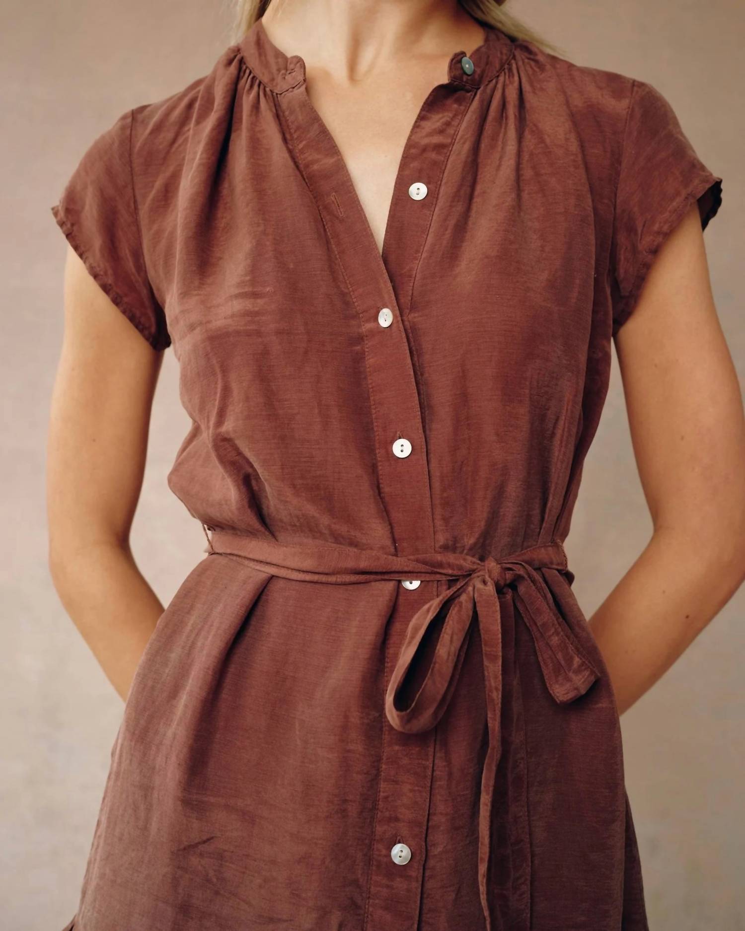 Bella Dahl - Cap Sleeve Ruffle Hem Shirt Dress