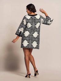 TORI RICHARD Palm Squares Xenobia Dress in black - women's dress - alternate view
