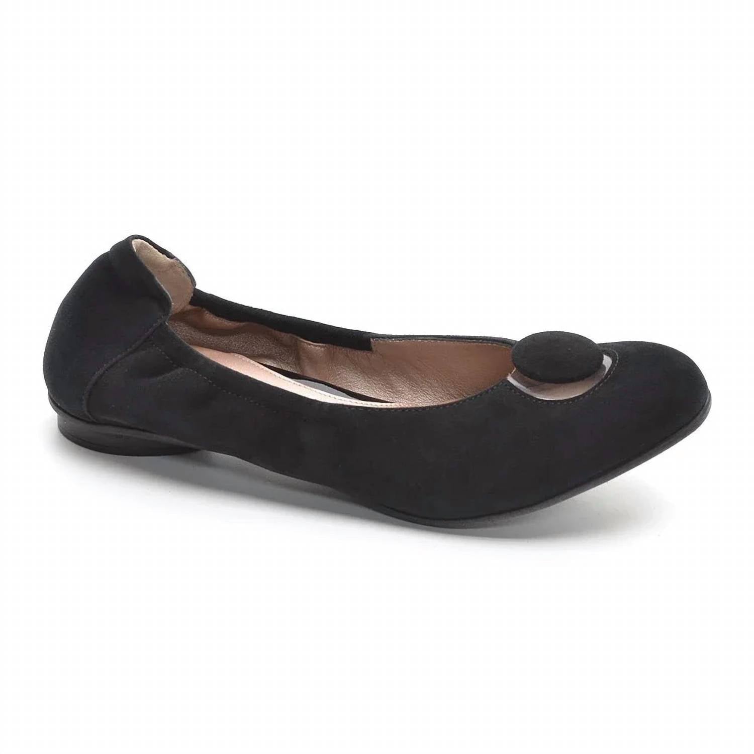 Beautifeel Women's Mary Ballerina Flats in black suede - women's flats