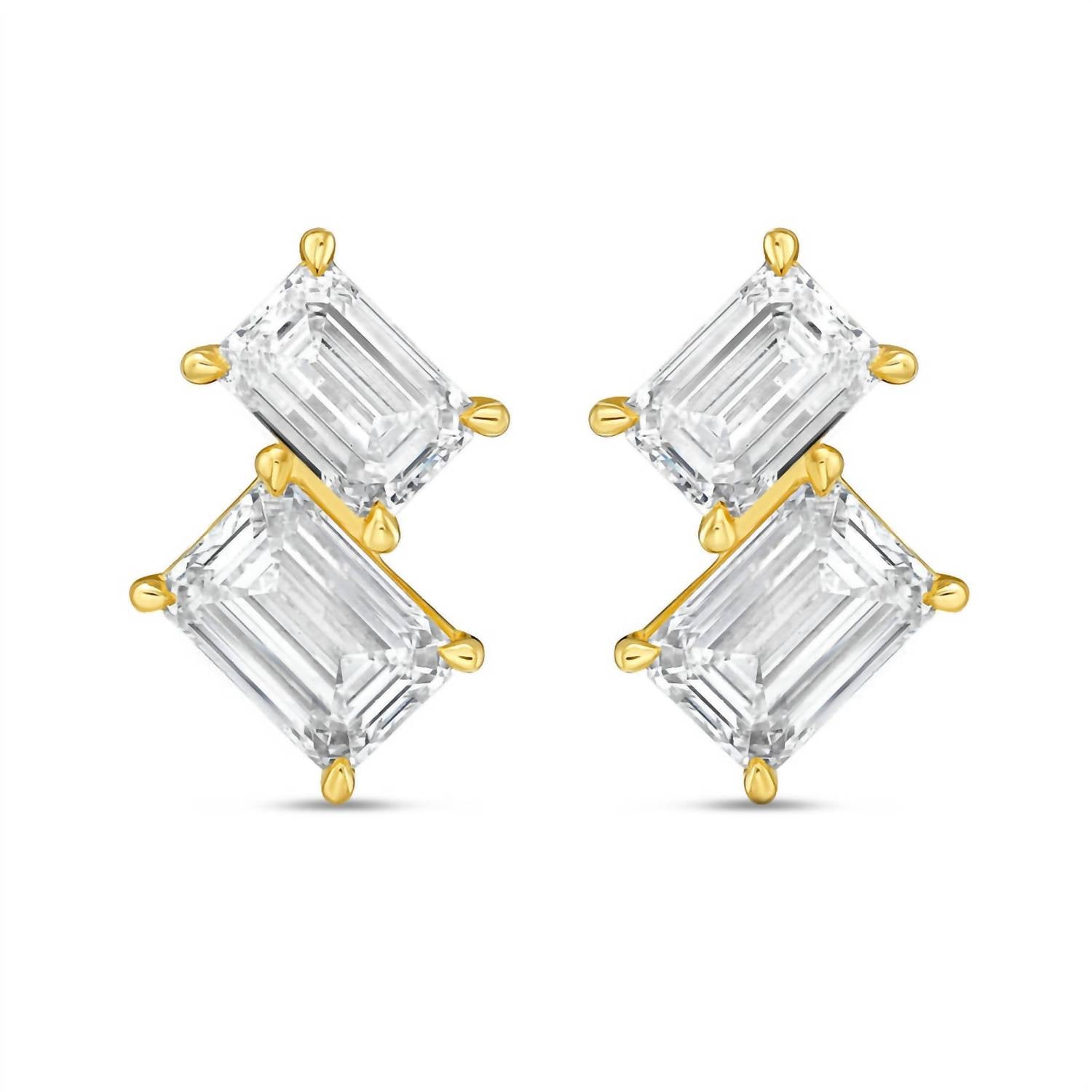 Diana M Jewels - Women's Emerald Lab-Grown Diamond Stud Earrings (8.00 Ct) - Elegant Plus