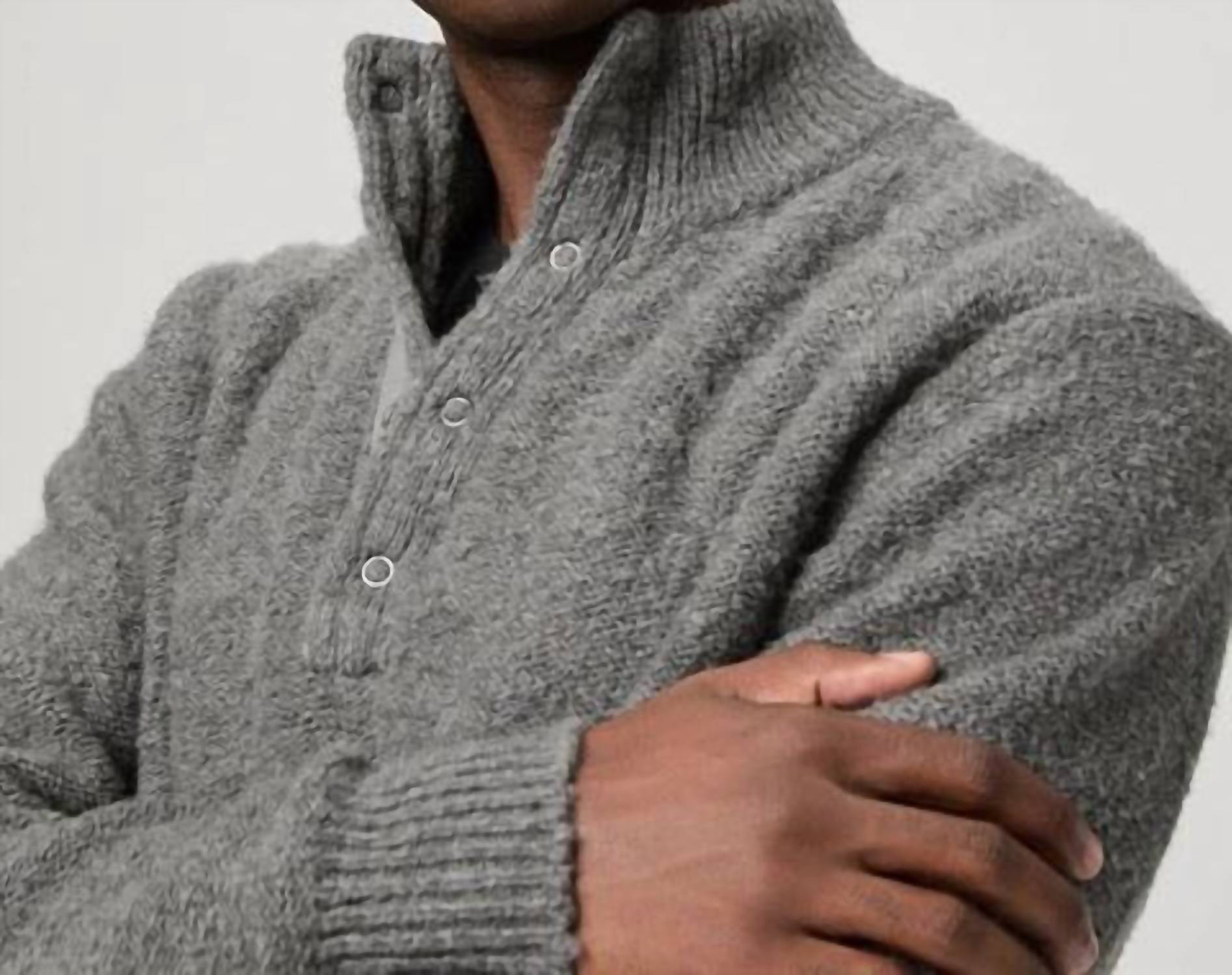 Paige Kotoni Snap Collar Sweater in dark grey - men's sweater - view 4