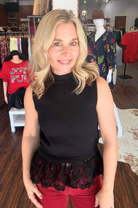 Strut & Bolt - Lace Trim Sleeveless Knit Top