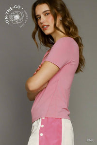 Umgee - Scallop Trim Fitted Tee