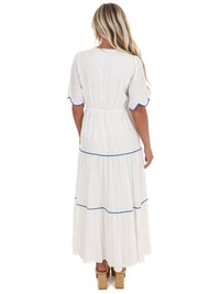 Blue Blush - Embroidered Dreams Tiered Midi Dress