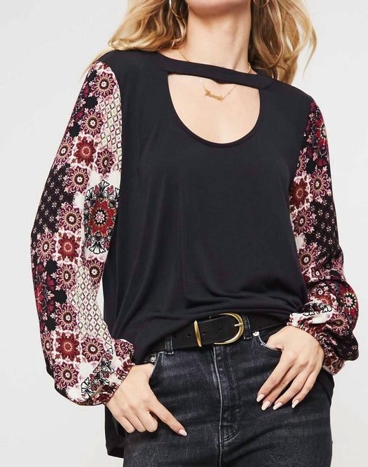 Promesa - Floral Print Sleeve Knit Top