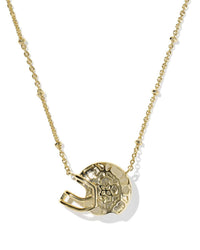 Kendra Scott Women's Football Helmet Short Pendant Necklace in gold ivory mother of pearl - women's jewelry - detail view