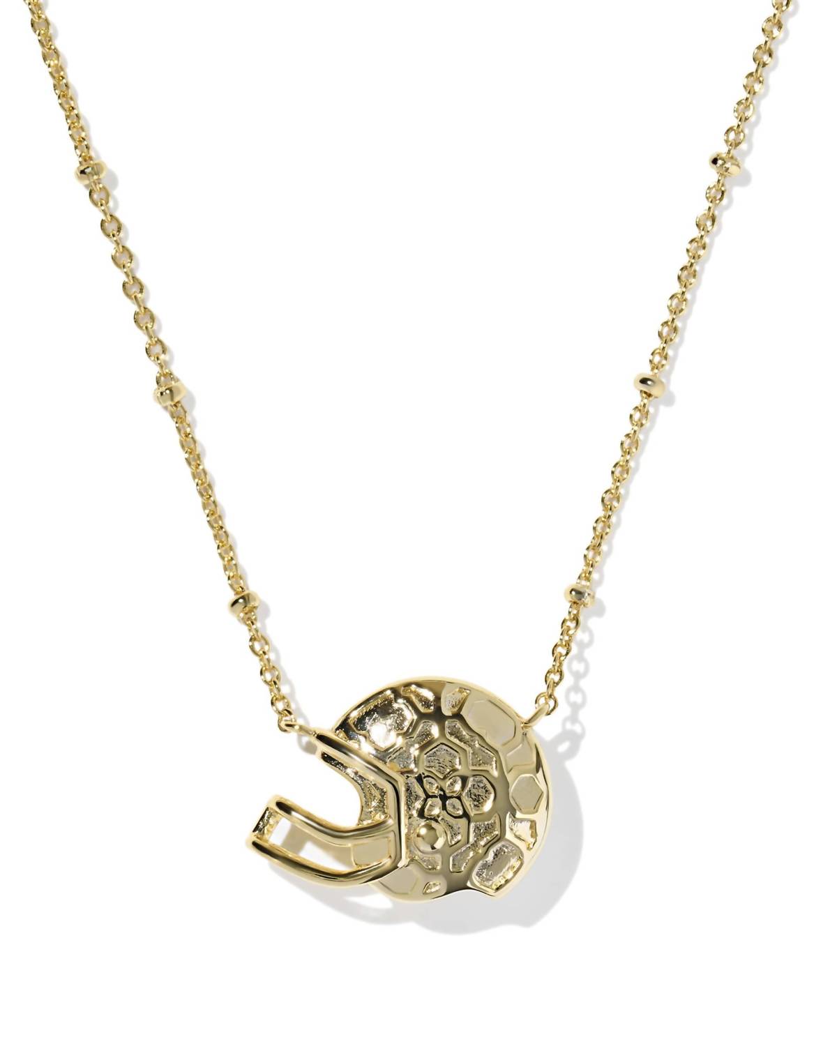 Kendra Scott Women's Football Helmet Short Pendant Necklace in gold ivory mother of pearl - women's jewelry - detail view