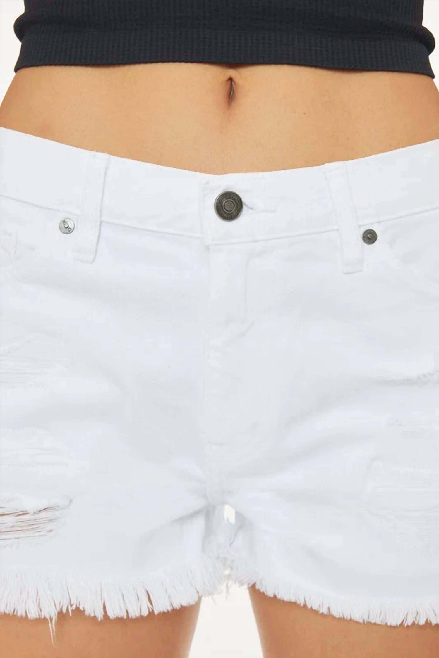 Kancan - High-rise Cutoff Denim Shorts