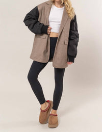 Hyfve - Herringbone Mixed Media Coat