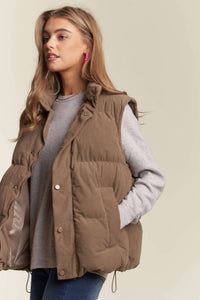 Adora - Button Down Corduroy Puff Vest