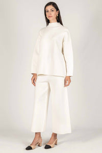 Before You Knit Ankle Length Wide Leg Pants in ivory - women's pants - alternate view